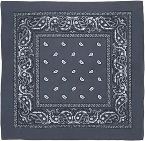 12 pcs Gray Grey Paisley Print Bandana Cotton Handkerchief Square Wrist Wrap - Picture 1 of 2