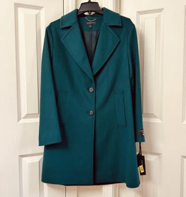 Katherine Kelly Notch Collar Long Sleeve Button Front Coat, Peacock - Image 1 of 4