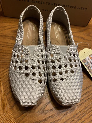 Sapato casual Toms feminino clássico tecido, cetim prata, EUA 9W - Imagem 1 de 4
