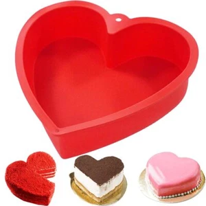 10 Inch Silicone Heart Shaped Cake Pans Non Stick Heart Cake Mold for Brownies - Picture 1 of 6