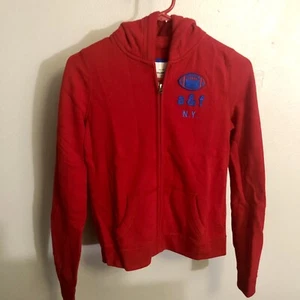 Vintage Abercrombie & Fitch Sweatshirt with Hoodie Youth XL Red Zippered NWT - Picture 1 of 9