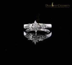 Real 10k White Gold with 0.25CT Real Diamond Womens Diamond shape Ring Size 7 - Picture 1 of 11