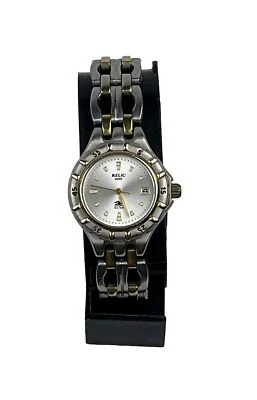 Reloj Reliquia Húmedo Para Mujer 2 Tonos Fecha WR50M SS Pulsera Banda Nueva Batería Funcionando Foto 1 de 4