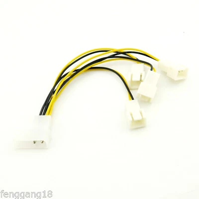 1pc 4-pin Power Molex (2 Wire Male Pin) to 4 x 3-Pin (Male) Y Fan Cable Adapter - Image 1 of 4
