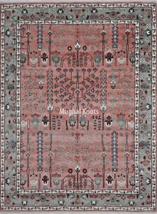 8x10 Turkish Oushak Rug Wool | Hand-Knotted Pink Grey Vintage Boho Carpet - Picture 1 of 7