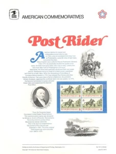 Panel de estampillas conmemorativas #16 8c Post Rider #1478 USPS - Imagen 1 de 1
