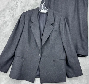 Evan Picone Skirt Suit Womens 18 Wool Union Made Career Classic Blazer Lined - Picture 1 of 15
