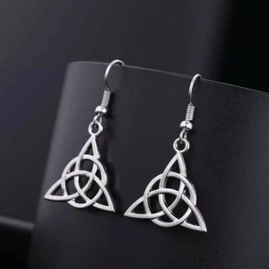 Triquetra Triscele Orecchini Wicca Pagan celtico ciondolo 3x3cm - Foto 1 di 2