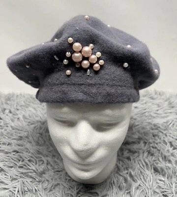 Encantador Charly Gris Sombrero Mujer con Joyería Perla Imitación Foto 1 de 4