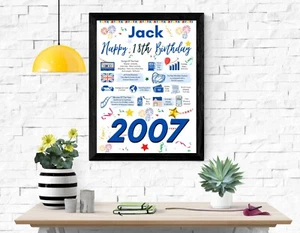 PÓSTER REGALO CUMPLEAÑOS 18 + NOMBRE PERSONALIZADO PARA HIJO HERMANO AMIGO ÉL - Imagen 1 de 10
