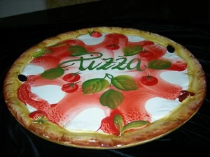 *Bassano*Keramik Handbemalter Pizzateller Bruschetta Platte Party Relief 32x2 cm - Bild 1 von 3