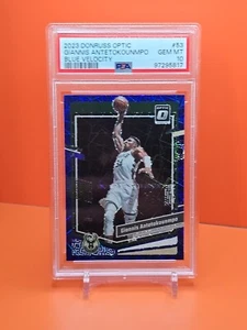 ⚪️🟢⚪️ 2023 DONRUSS OPTIC GIANNIS ANTETOKOUNMPO #53 BLUE VELOCITY PSA 10 💎MINT - Bild 1 von 2