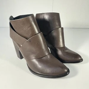 Anthropologie Coclico Ankle Boots Brown Leather Block Heel Size 37.5 / US 7 - Picture 1 of 12