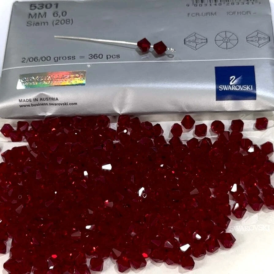 Swarovski Art.# 5301 - 6mm Siam red Bicone Crystal Beads SW237 - Image 1 of 1