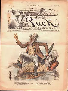Antique Puck May 11, 1887 Magazine F. Opper Cover Art Uncle Sam New York Satire - Picture 1 of 2