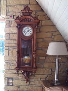 Antike, aufwändige Regulator-Uhr mit 2 Gewichten. - Bild 1 von 11