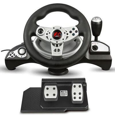 PC Gaming Racing Steering Wheel Pedal Game PS3 PS4 Android Xbox One Laptop Solid - Image 1 of 4