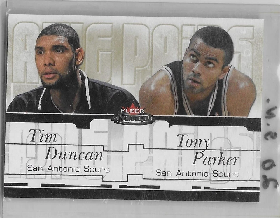 2003-04 Fleer Mystique Awe Pairs Gold- Tim Duncan, Tony Parker /60 SA Spurs! HOF - Image 1 of 1