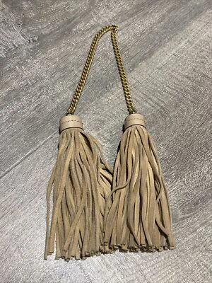 Michael Kors Suede LEATHER Handbag Replacement Beige Double Tassels Charm - Image 1 of 4