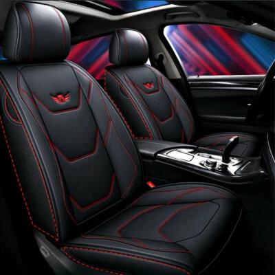 PU Leather 5-Seats Car Seat Covers Full Surround Front+Rear All Seasons Cushions - Image 1 of 4