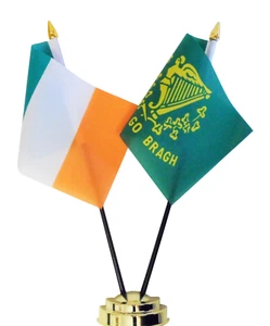 Ireland & Erin Go Bragh Juego de Bandera de Mesa Doble Amistad - Imagen 1 de 3