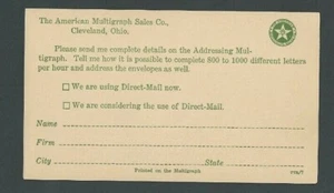 Ca 1944 Cleveland OH American Multigraph Sales Co Send Info On Direct Mail----- - Picture 1 of 1