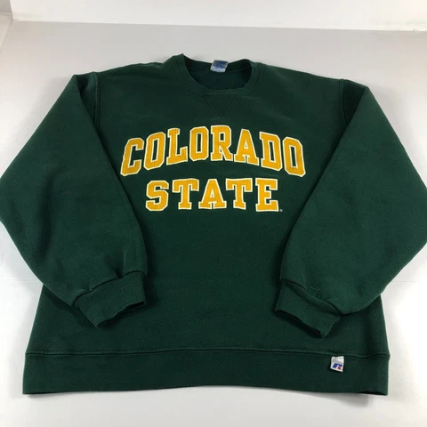 VTG Russell Colorado State Rams Sweatshirt Adult Medium Green Arch Logo Crewneck Cover