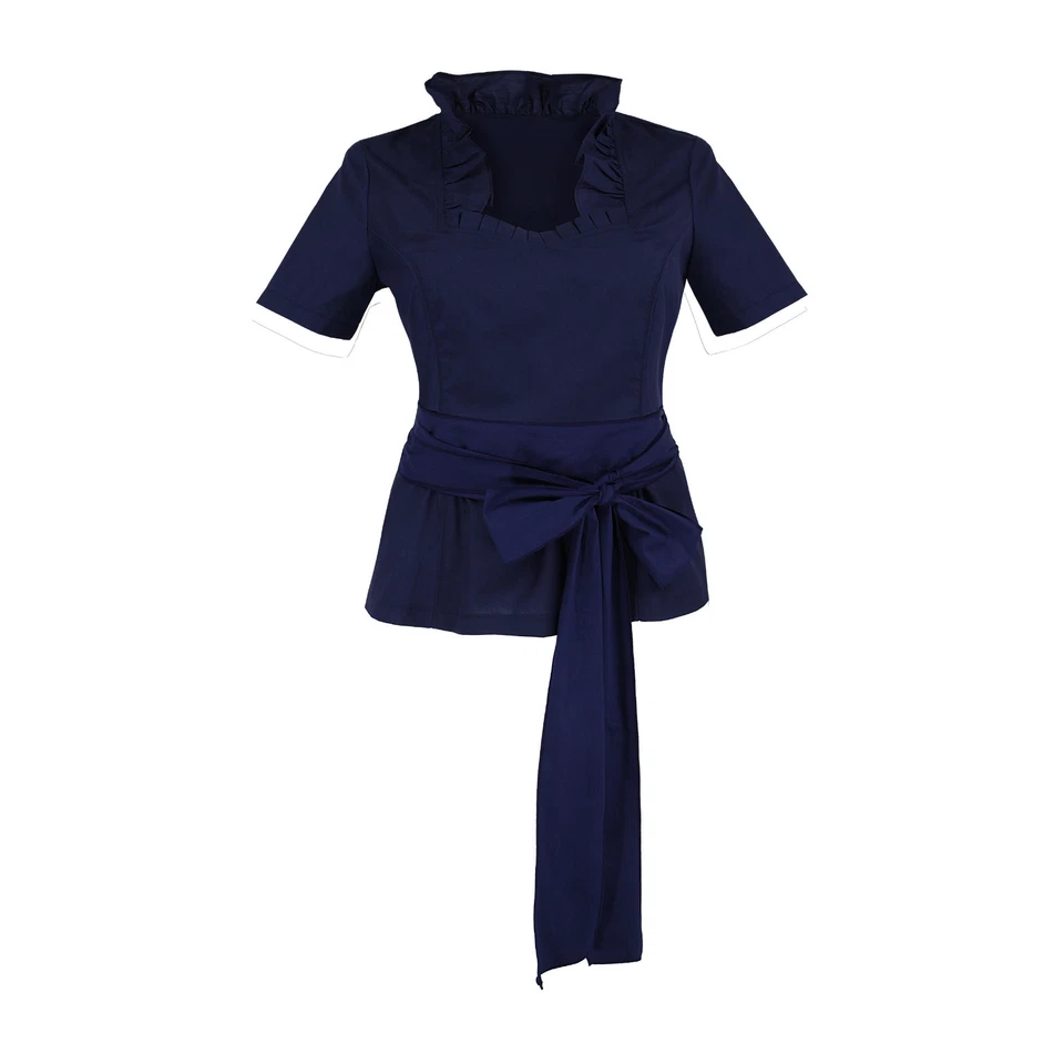 Trachtenbluse Dirndlbluse Trachten Damen Mieder Blusen Halbarm Blau Tailliert - Bild 1 von 4