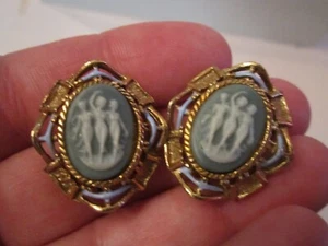 VINTAGE CAMEO SHELL FAUX? DESIGN EARRINGS - BBA-31 - Bild 1 von 3