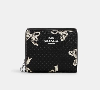 Cartera Coach Snap con estampado de lazo CZ346 negra multi nueva con etiquetas Foto 1 de 4