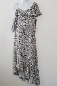 Vince Camuto Womens Spring Injection Midi Dress Size L Blue Cloud Animal Print - Picture 1 of 9