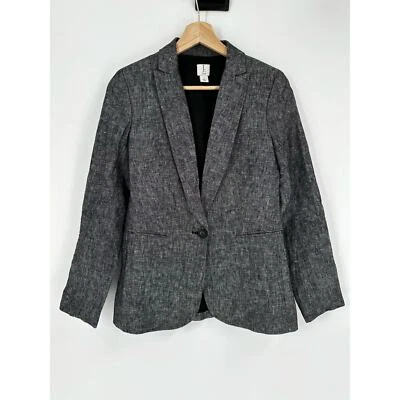 J. Blazer Crew Negro Lino Cambray Gris Talla 0 Un Botón Foto 1 de 4