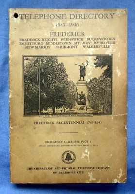 1945-46 Frederick Md C&P Telephone Directory Yellow Pages, Phone Book - Image 1 of 4