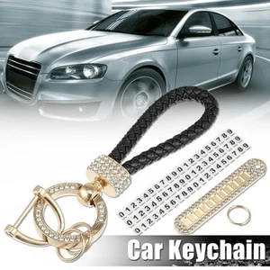 1pcs Car Fob Key Chain Keychains Holder for Men Women PU Leather Key Rings Set - Picture 1 of 7