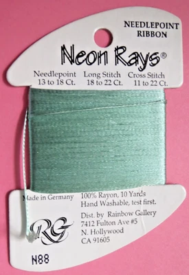 Rainbow Gallery ~ Neon Rays ~ Needlepoint 100% Rayon Thread N88 Light Jade - Image 1 of 3