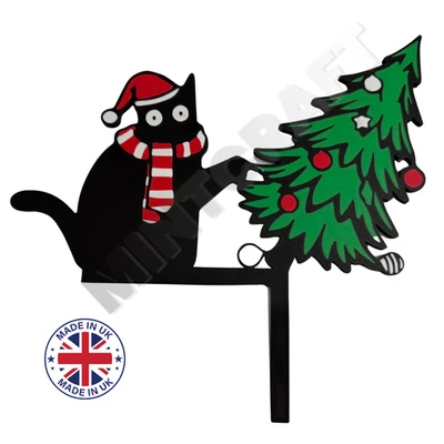 Cat & Christmas Tree Door Corner Topper ‑ Festive Door Frame Decor (Made in UK) - Image 1 of 3