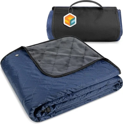 SUN CUBE Large Waterproof Camping 60 x 80 Inches, Navy Blue/Grey Fleece  - Image 1 of 4