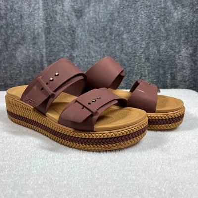 Sapatos Crocs Feminino Tamanho 11 LiteRide Plataforma Baixa Cunha Tira Bege Conforto - Imagem 1 de 4