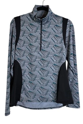 KERRITS 1/4 Zip Tech Long Sleeve Top Shirt Large L Pullover Horse Print - Image 1 of 4