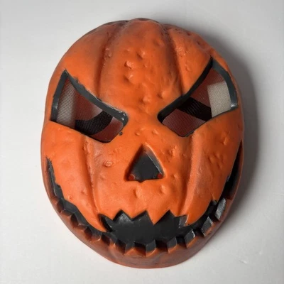Scary Pumpkin Mask Orange Halloween Costume Nostalgia Easter Unlimited Vintage - Image 1 of 4