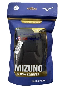 Mizuno Mzo 15" Padded Elbow Sleeves Volleyball Protection 1 Pair Size L/XL Black - Picture 1 of 3