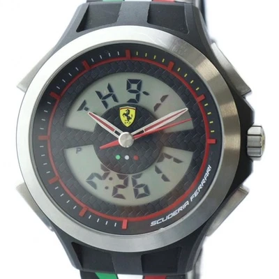 SCUDERIA FERRARI Quarzo Argento Nero FS.02.1.29.0010 Uomo Polso Orologio Usato - Immagine 1 di 4