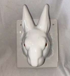 Grembiule porta asciugamani cucina vintage ceramica testa di coniglio bianco francese - Foto 1 di 6