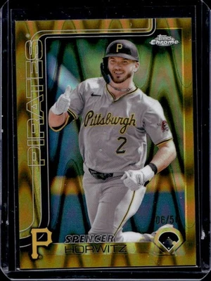 2025 Topps Chrome Spencer Horwitz Gold RayWave Refractor #/50 Pirates - Image 1 of 2