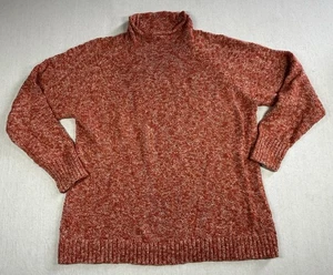 L.L. Bean Fisherman Sweater Sz XL Rust Marled Roll Neck Knit Chunky Fall Y2K - Picture 1 of 9
