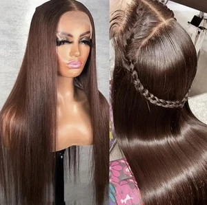 Long Straight Party Hair Synthetic Lace Front Wigs Blonde Highlights Pre Plucked - Picture 1 of 4