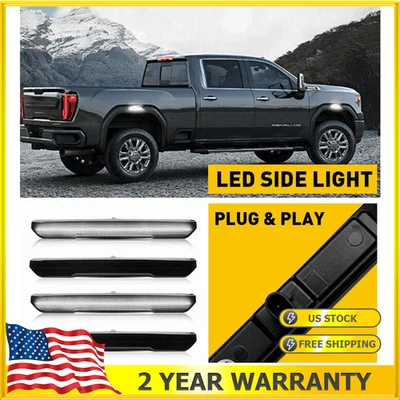 Front Rear Marker LED Side Lights White Fit 2020-2023 GMC Sierra 2500HD 3500HD - Image 1 of 4
