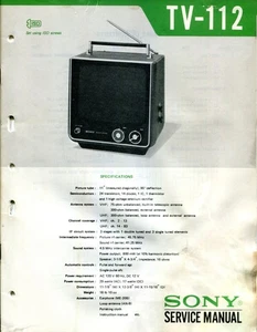 Sony TV-112 Fernseher elektronisches Serviceanleitung mit Ergänzungen - Bild 1 von 7