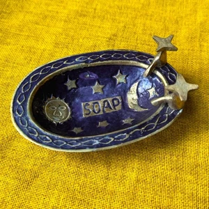 Vintage 90s Brass Celestial Soap Dish Bathtub with Faucets - Picture 1 of 4