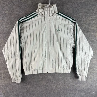 Adidas Originals White Green Striped Jacket Small Firebird Supergirl Windbreaker - Image 1 of 4